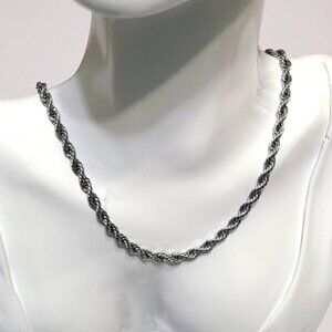 18K White Gold Filled Silver Tone Quiet Luxury Braided Twist Chain Necklace